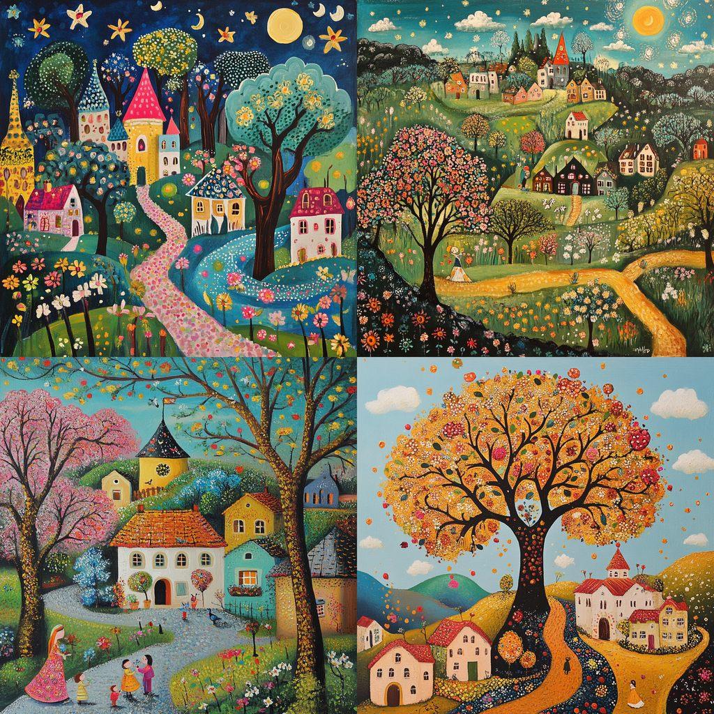 Naive art style, Midjourney V6.1, render 1 of 4