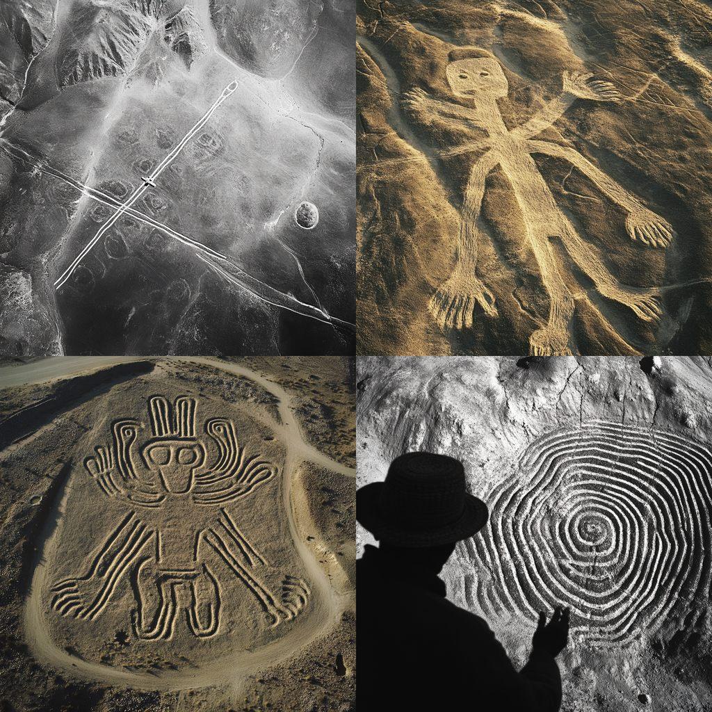 Nazca lines style, Midjourney V6.1, render 1 of 4