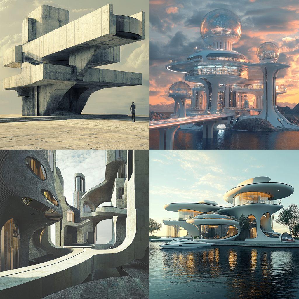 Neofuturist architecture style, Midjourney V6.1, render 1 of 4