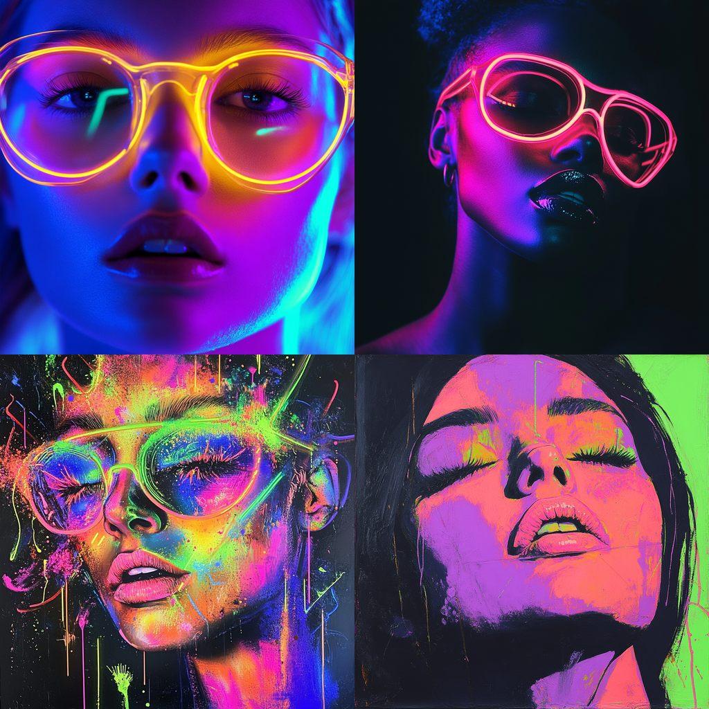 Neon colors style, Midjourney V6.1, render 1 of 4
