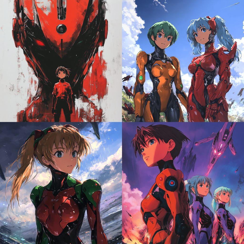 Neon Genesis Evangelion style, Midjourney V6.1, render 1 of 4
