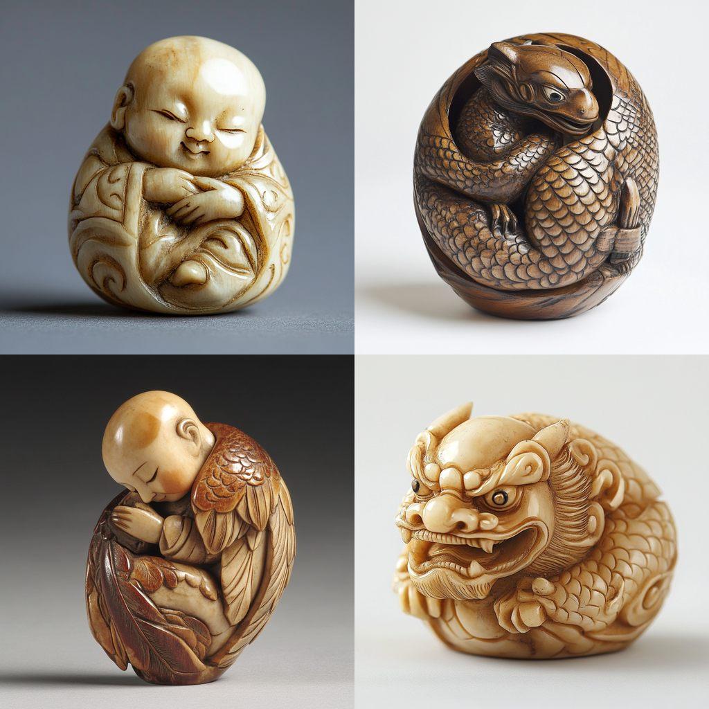 Netsuke style, Midjourney V6.1, render 1 of 4
