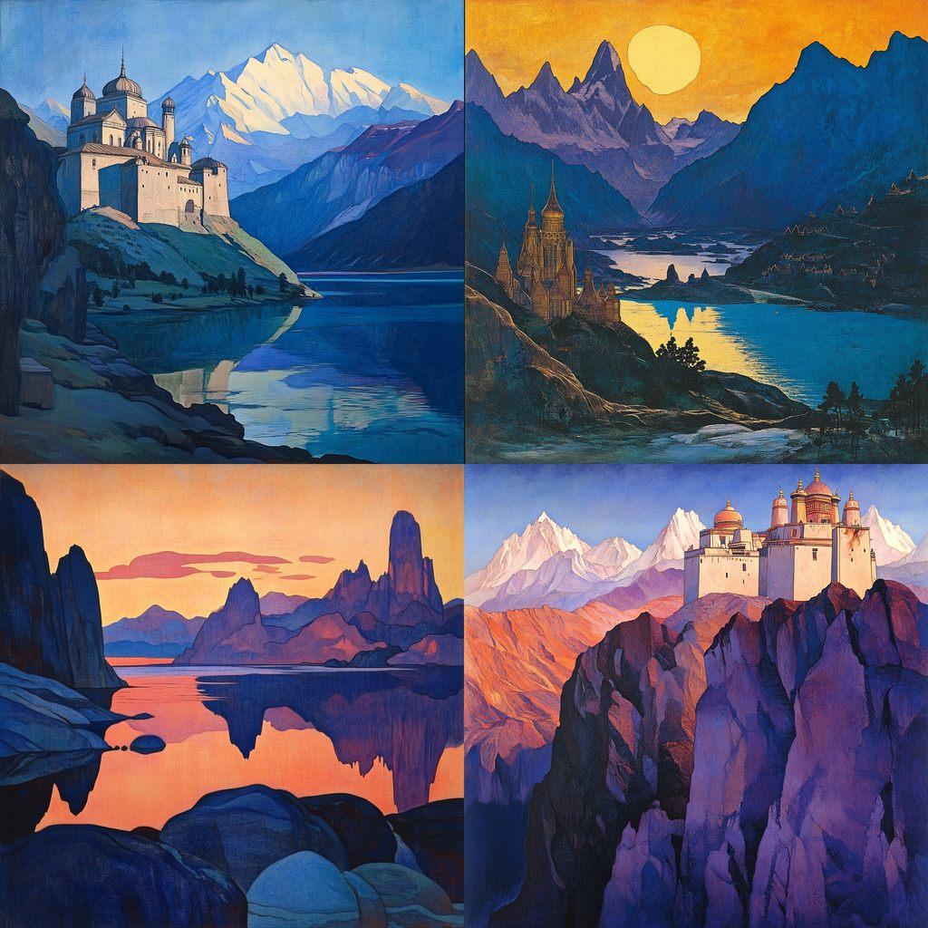Nicholas Roerich style, Midjourney V6.1, render 1 of 4