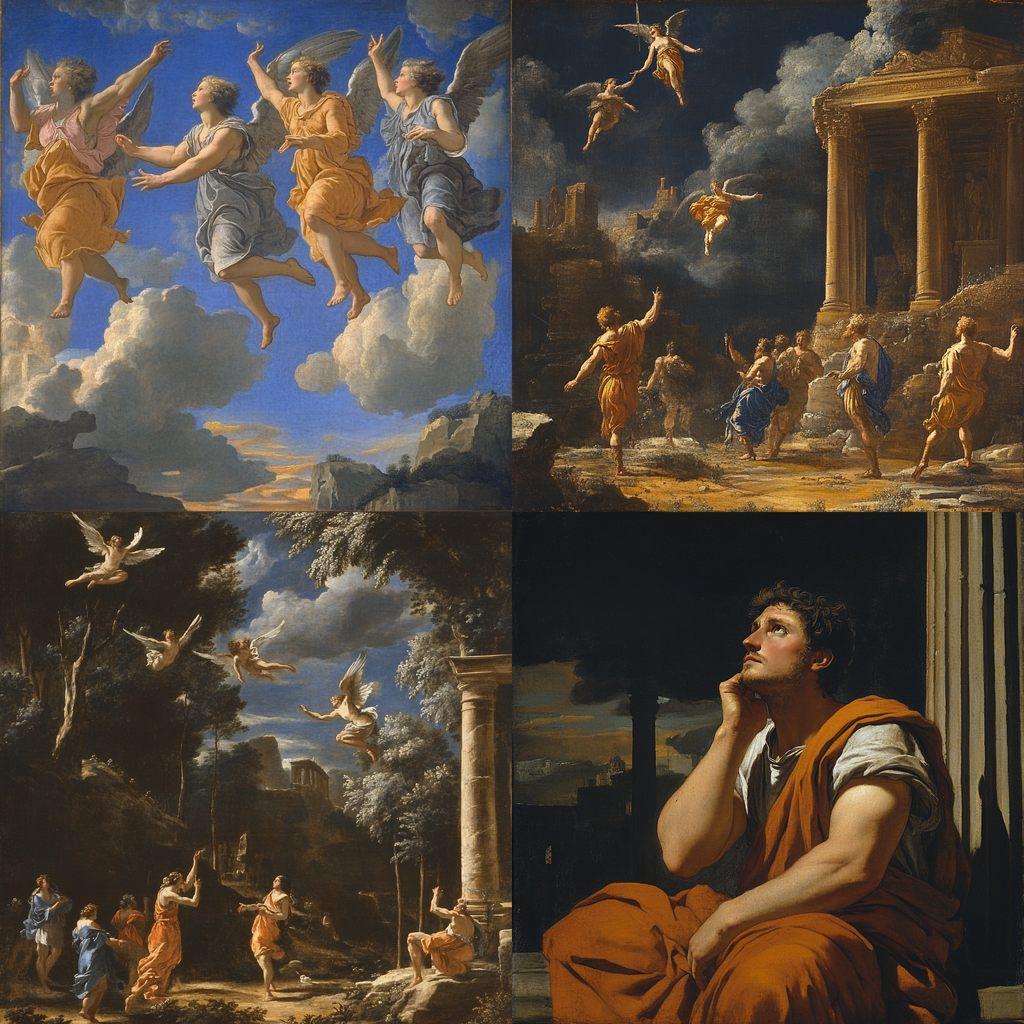 Nicolas Poussin style, Midjourney V6.1, render 1 of 4