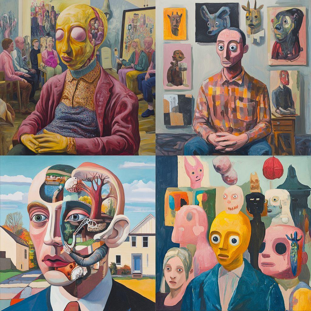 Nicole Eisenman style, Midjourney V6.1, render 1 of 4