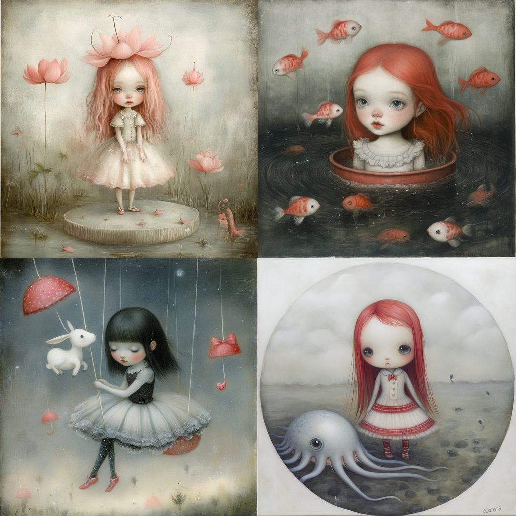 Nicoletta Ceccoli style, Midjourney V6.1, render 1 of 4