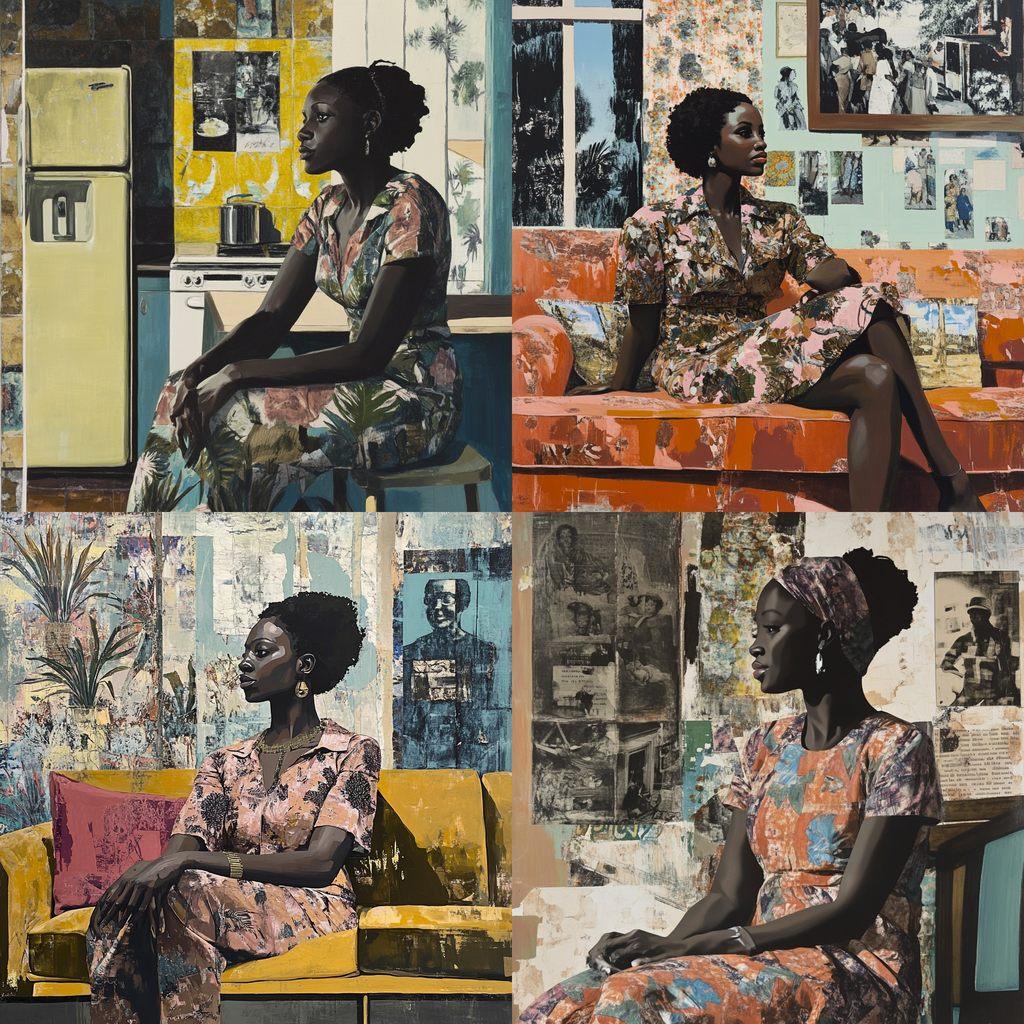Njideka Akunyili Crosby style, Midjourney V6.1, render 1 of 4