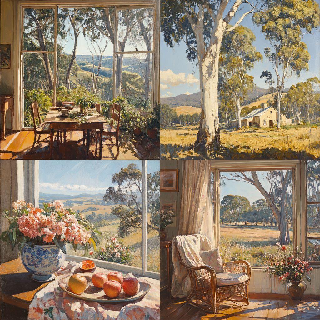 Nora Heysen style, Midjourney V6.1, render 1 of 4