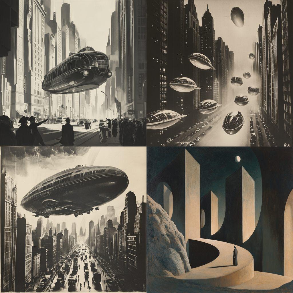 Norman Bel Geddes style, Midjourney V6.1, render 1 of 4