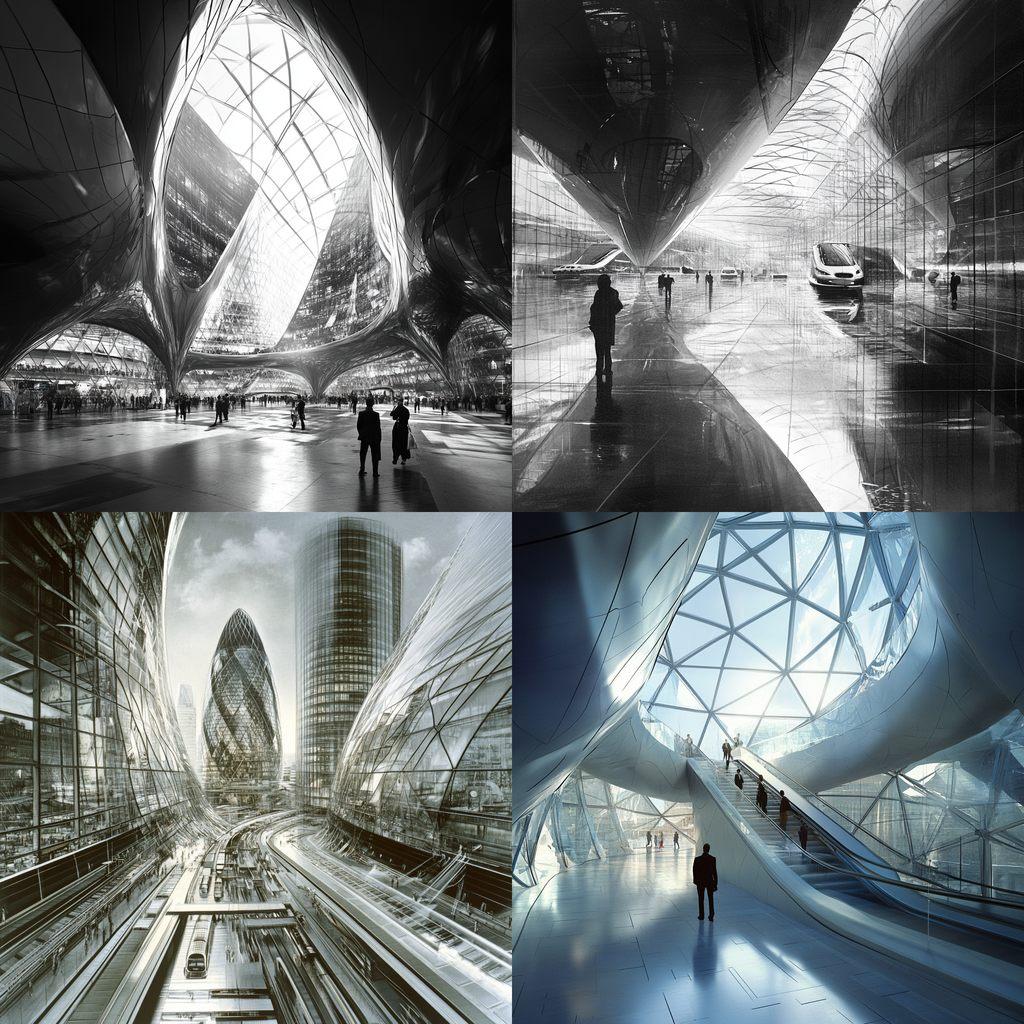Norman Foster style, Midjourney V6.1, render 1 of 4