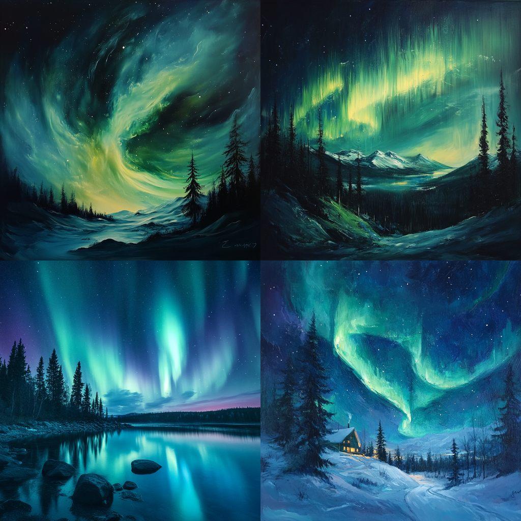 Northern lights style, Midjourney V6.1, render 1 of 4