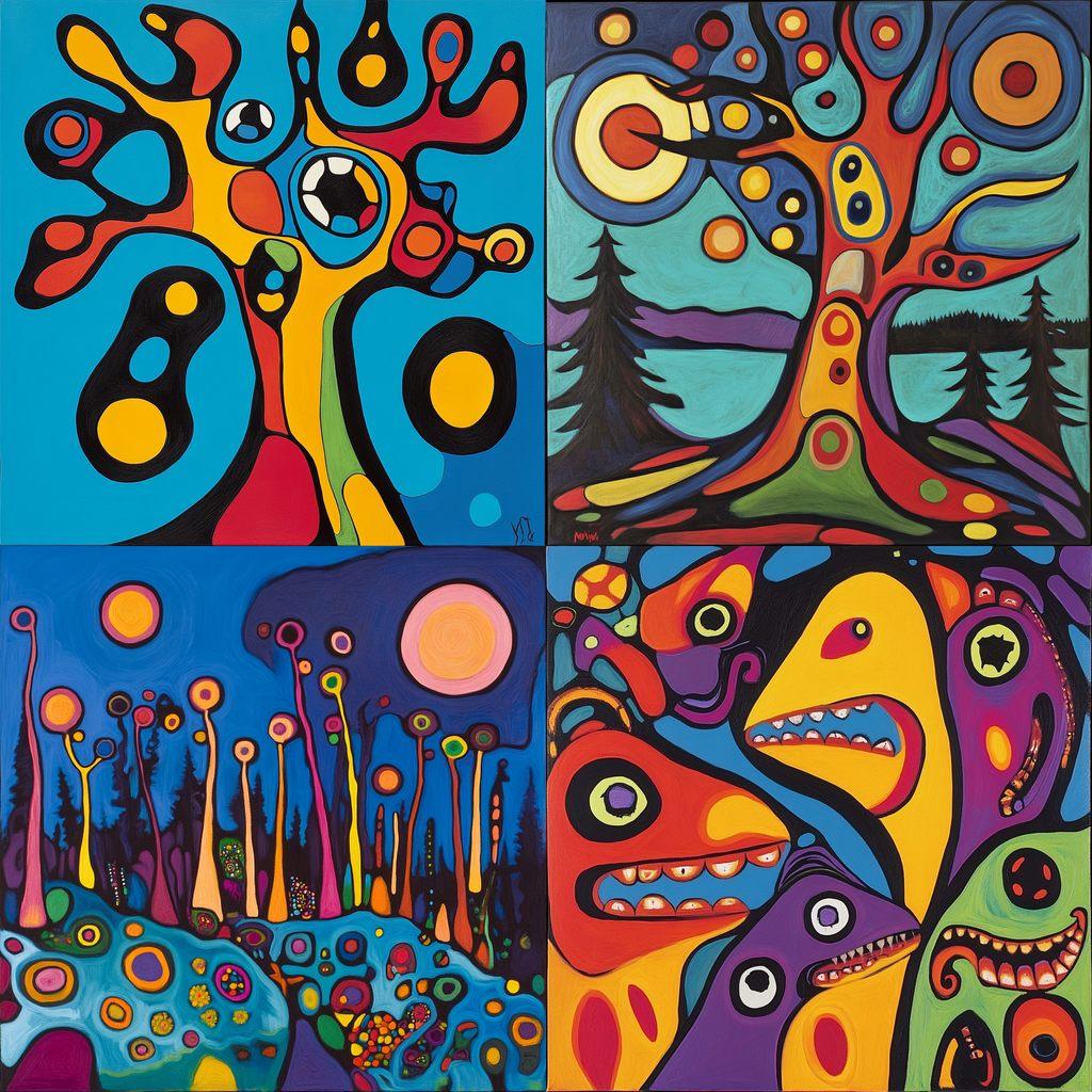 Norval Morrisseau style, Midjourney V6.1, render 1 of 4