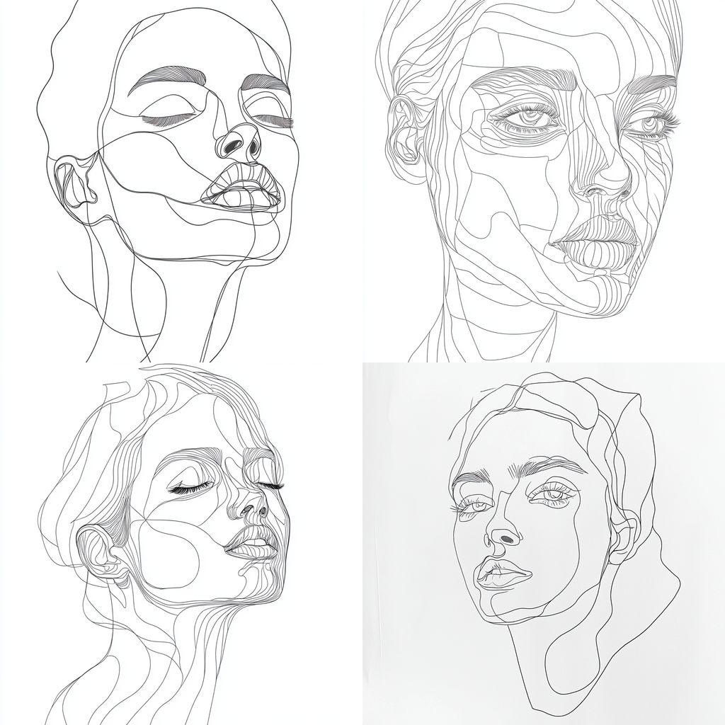 One line art style, Midjourney V6.1, render 1 of 4