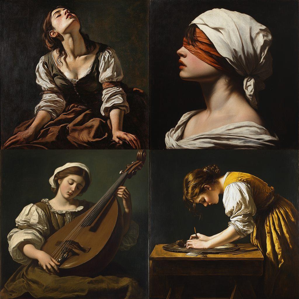 Orazio Gentileschi style, Midjourney V6.1, render 1 of 4
