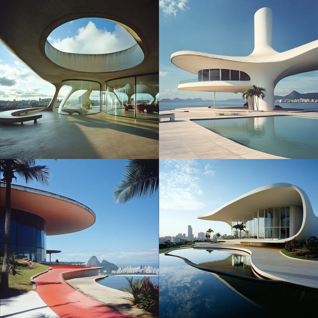 Oscar Niemeyer style, Midjourney V6.1, render 1 of 4