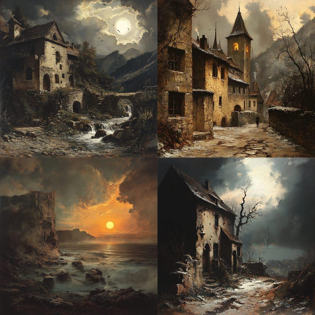 Oswald Achenbach style, Midjourney V6.1, render 1 of 4