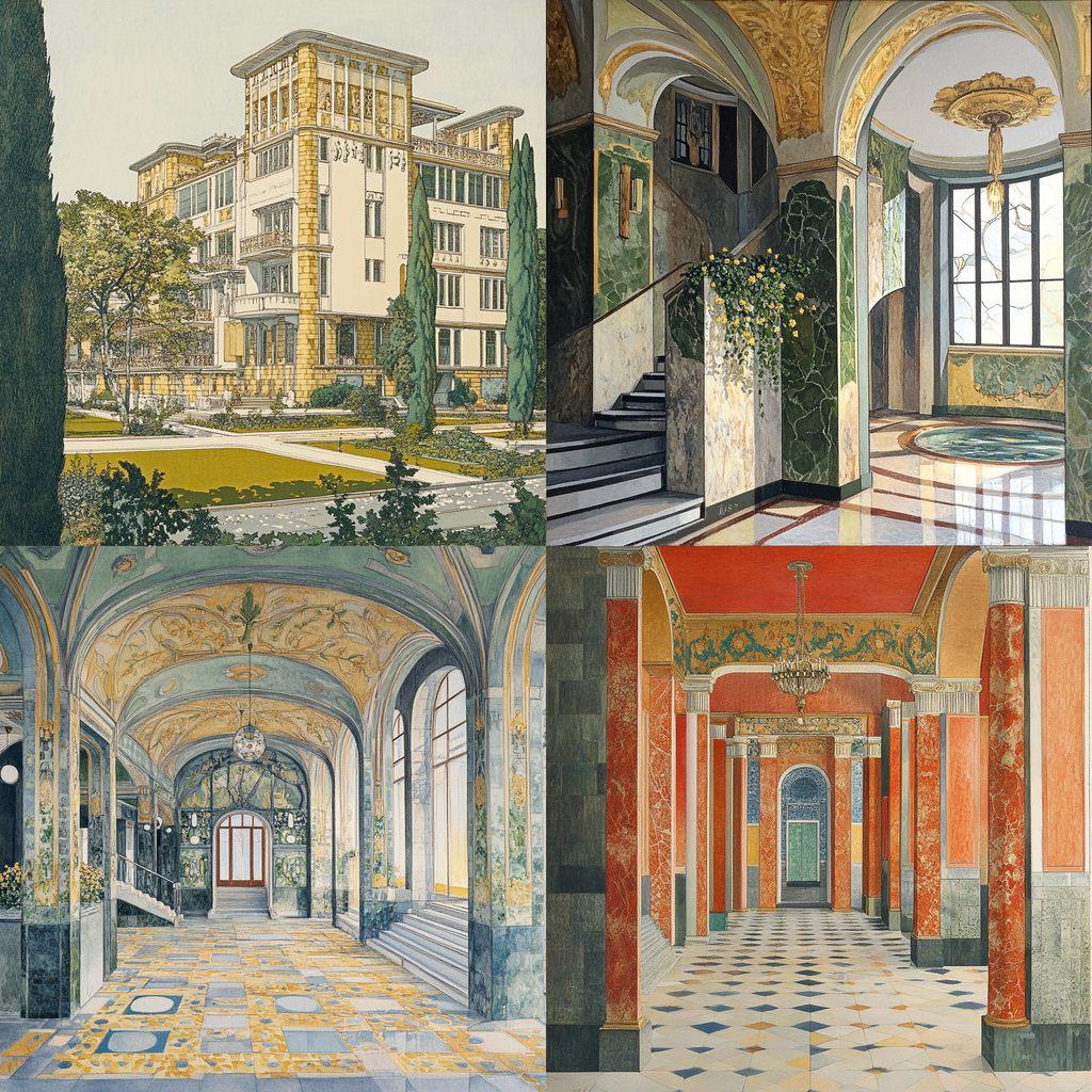 Otto Wagner style, Midjourney V6.1, render 1 of 4