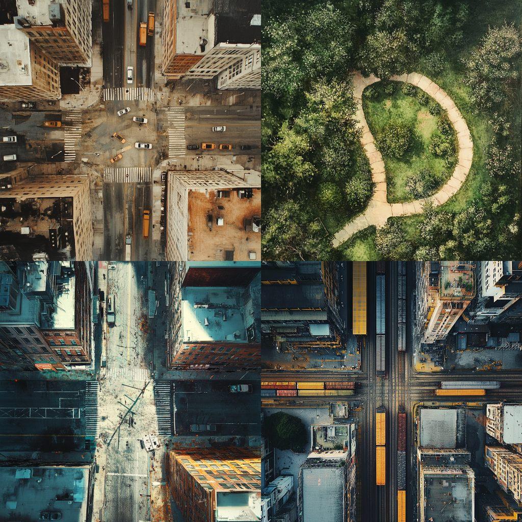 Overhead view style, Midjourney V6.1, render 1 of 4
