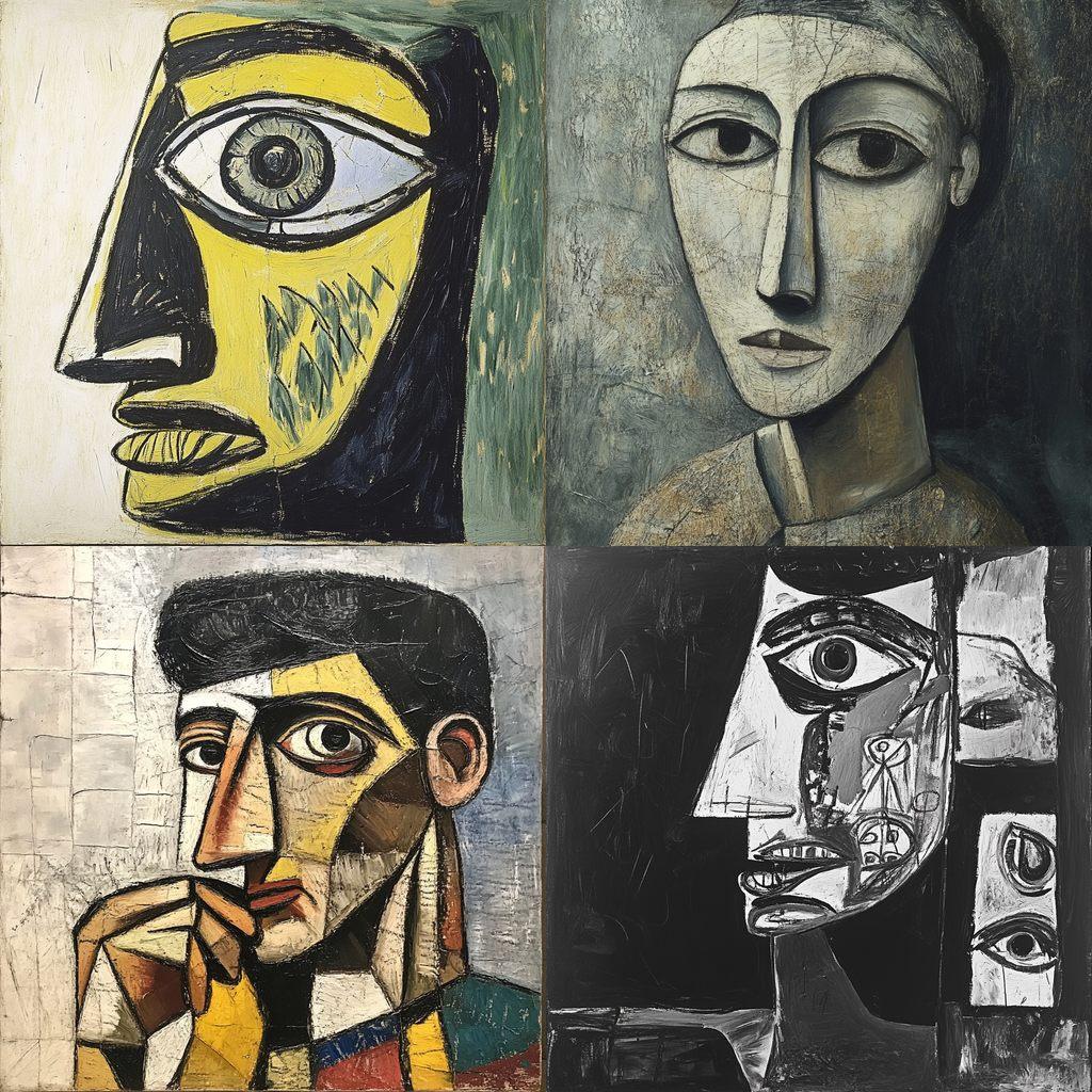 Pablo Picasso style, Midjourney V6.1, render 1 of 4