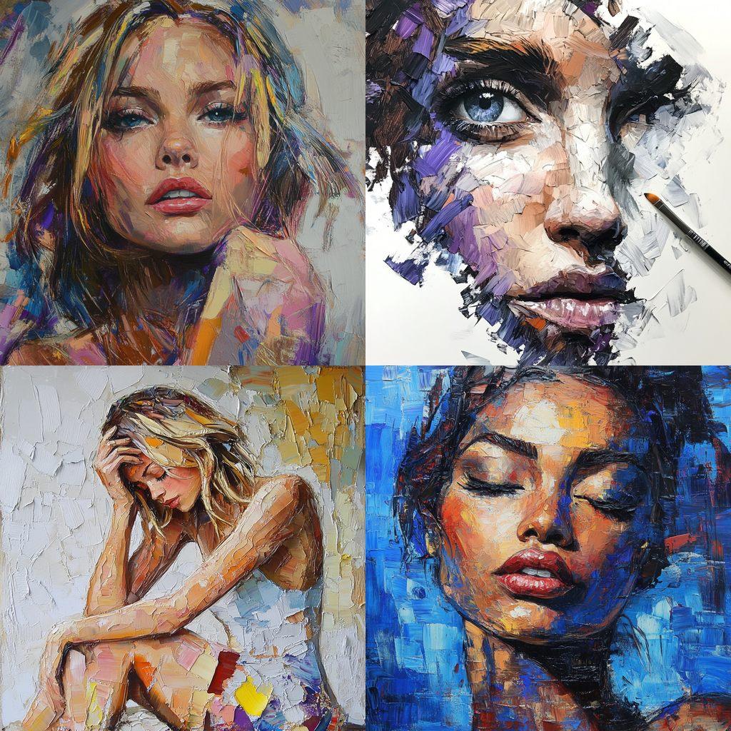 Palette knife drawing style, Midjourney V6.1, render 1 of 4