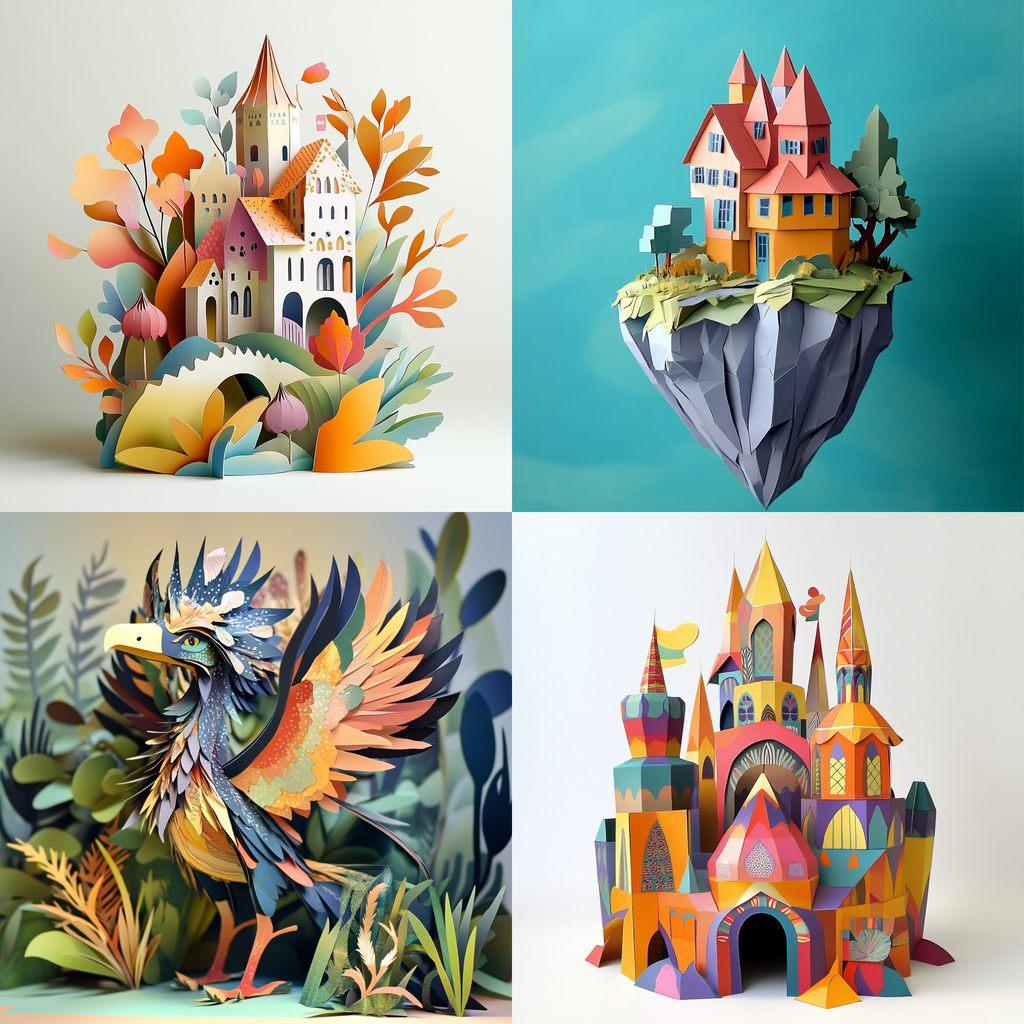 Papercraft style, Midjourney V6.1, render 1 of 4