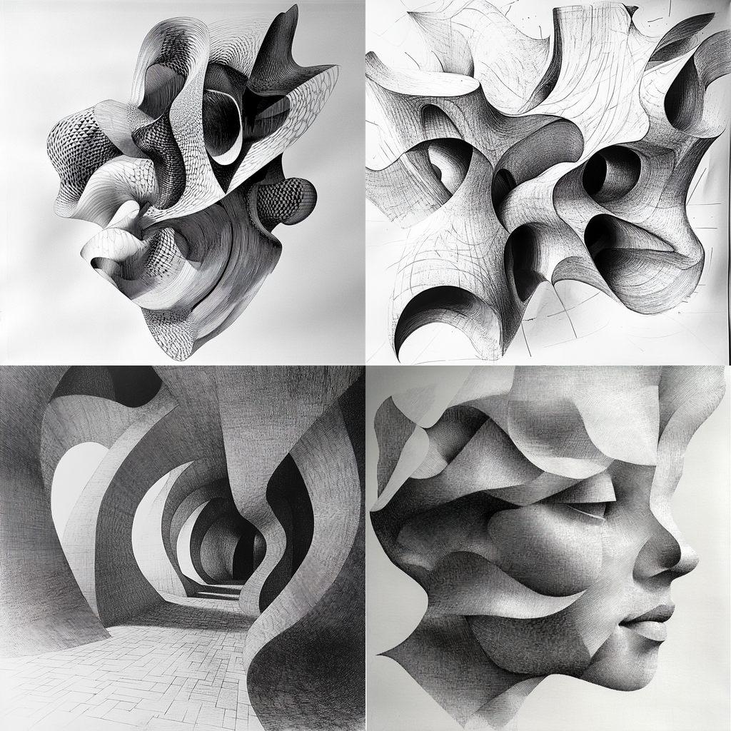 Parametric drawing style, Midjourney V6.1, render 1 of 4