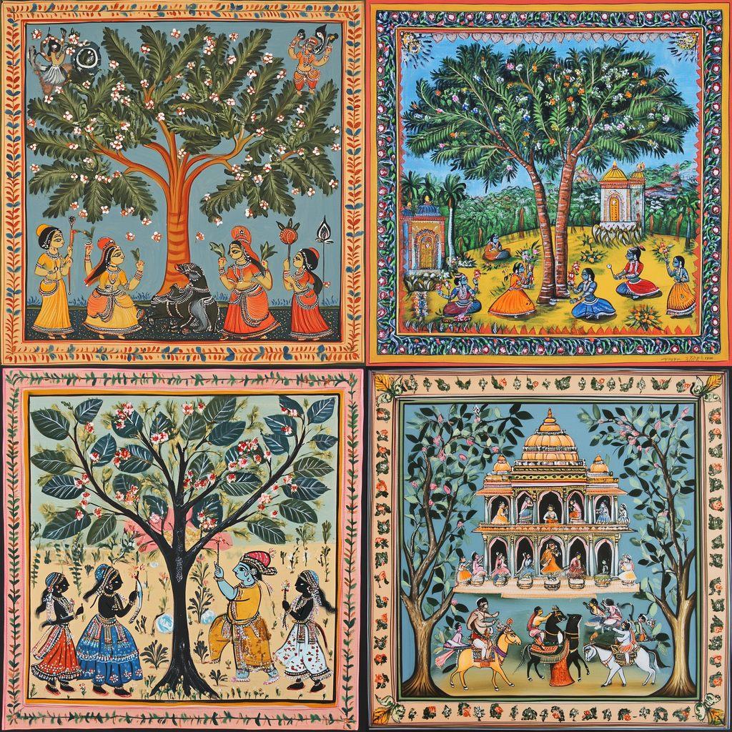 Patachitra painting style, Midjourney V6.1, render 1 of 4
