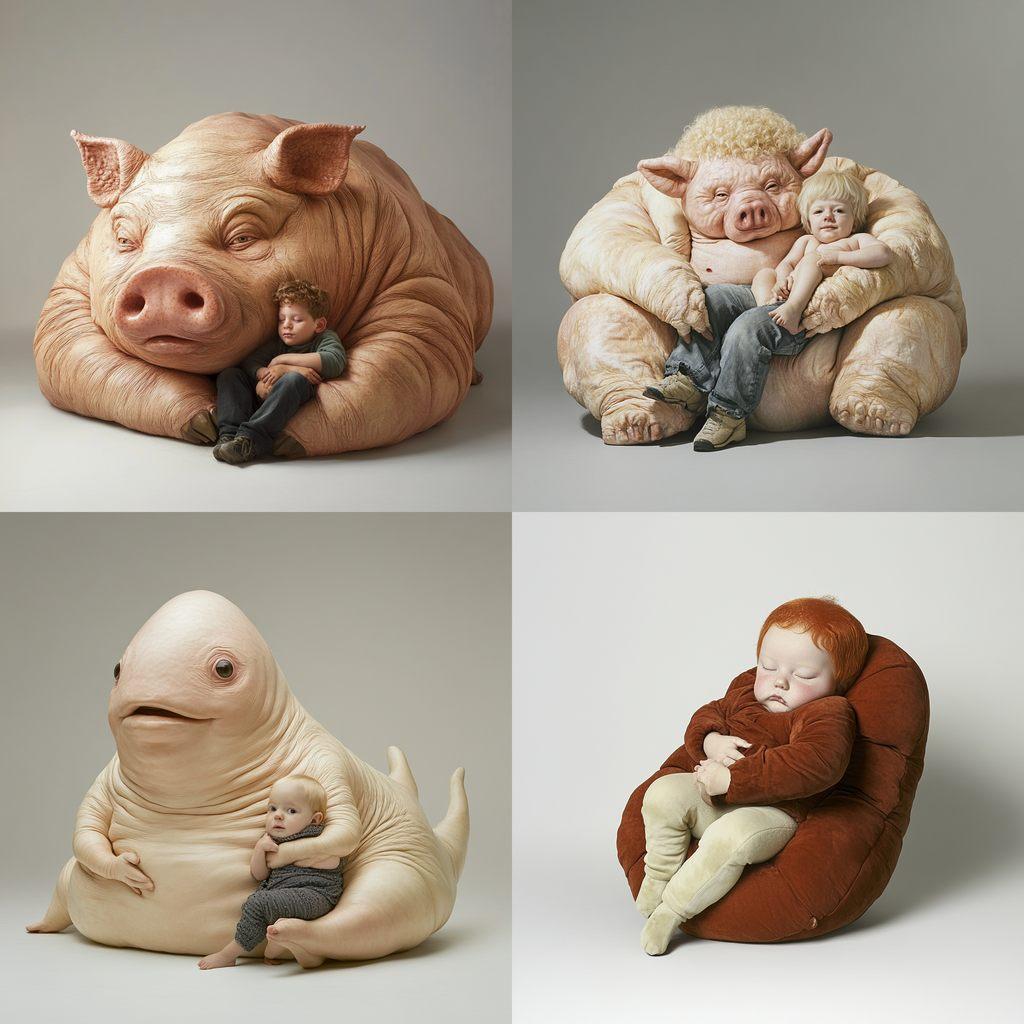 Patricia Piccinini style, Midjourney V6.1, render 1 of 4
