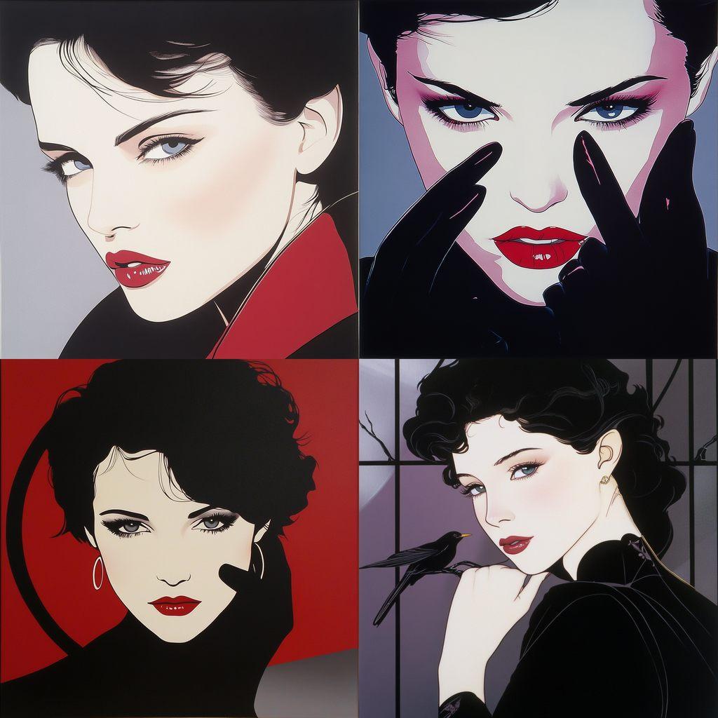 Patrick Nagel style, Midjourney V6.1, render 1 of 4
