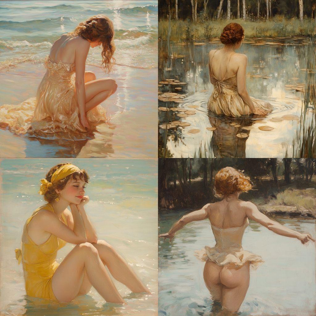Paul Chabas style, Midjourney V6.1, render 1 of 4