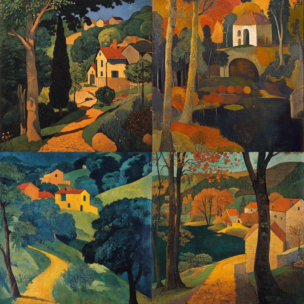 Paul Serusier style, Midjourney V6.1, render 1 of 4