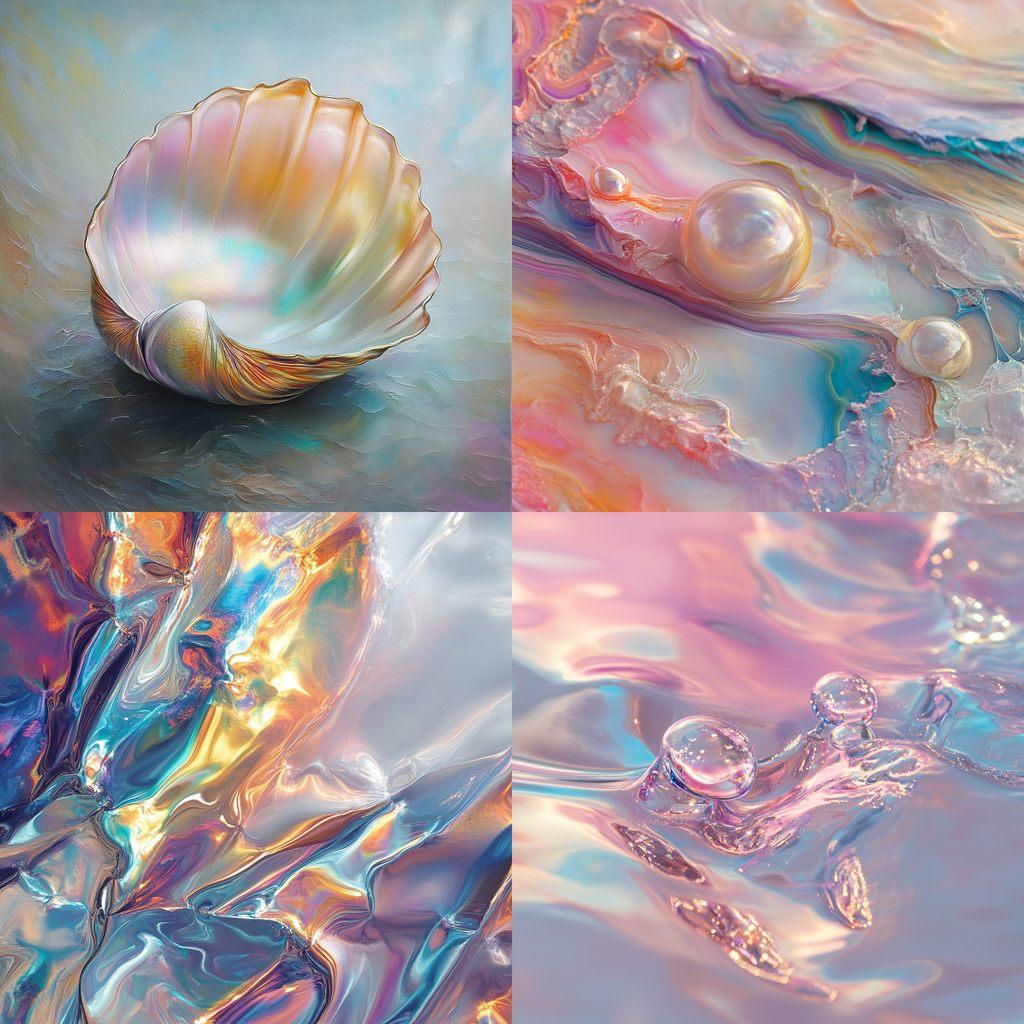 Pearlescent colors style, Midjourney V6.1, render 1 of 4