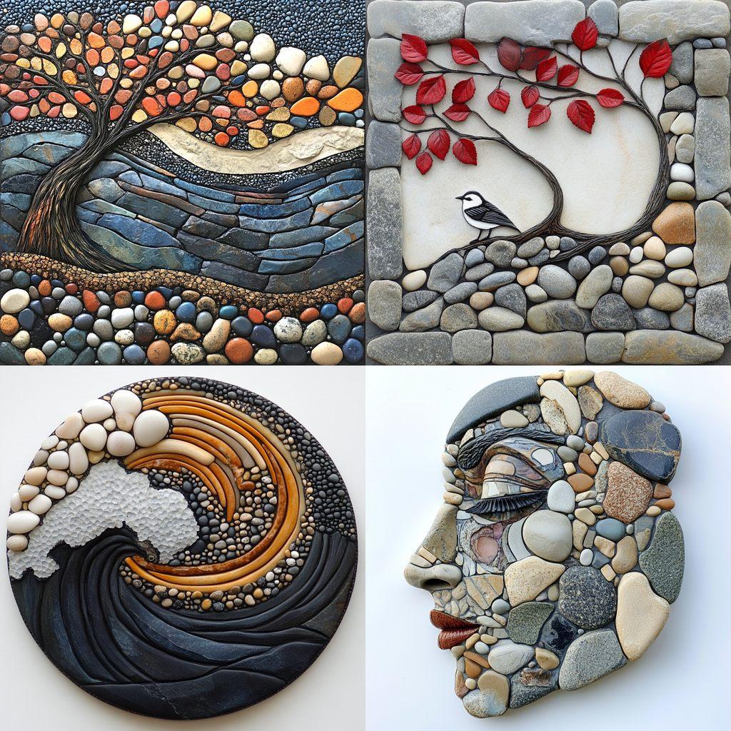 Pebble art style, Midjourney V6.1, render 1 of 4