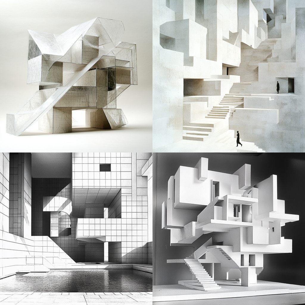 Peter Eisenman style, Midjourney V6.1, render 1 of 4