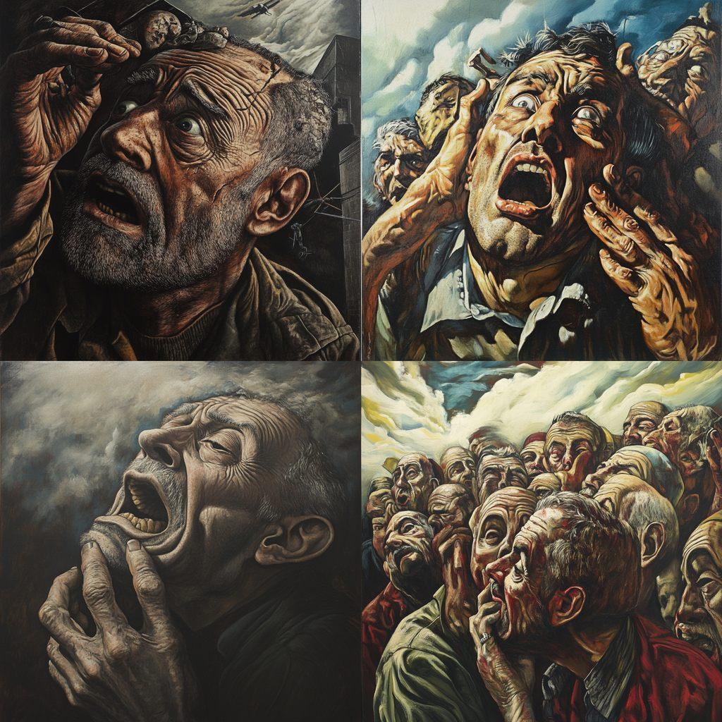 Peter Howson style, Midjourney V6.1, render 1 of 4