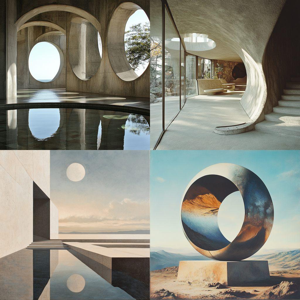 Philip Johnson style, Midjourney V6.1, render 1 of 4