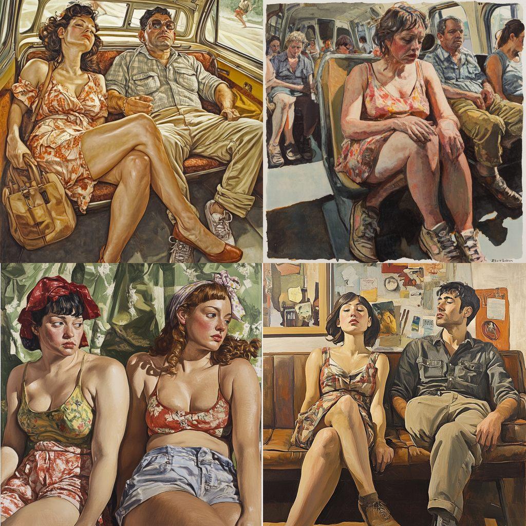 Philip Pearlstein style, Midjourney V6.1, render 1 of 4