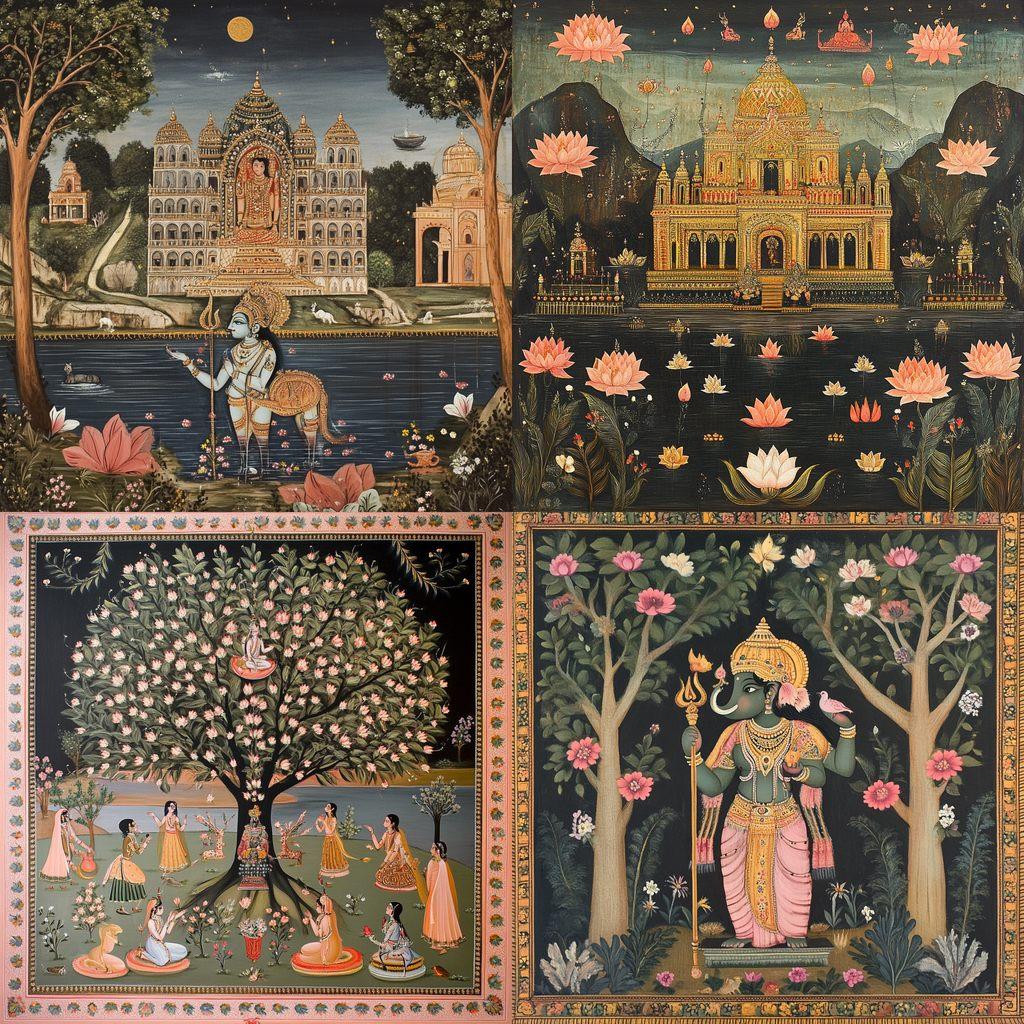 Pichwai painting style, Midjourney V6.1, render 1 of 4