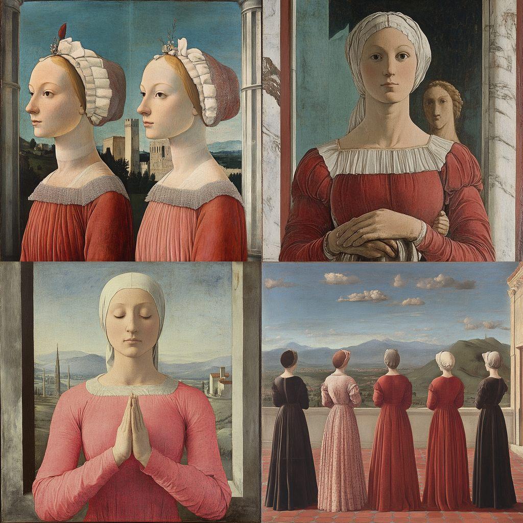 Piero della Francesca style, Midjourney V6.1, render 1 of 4