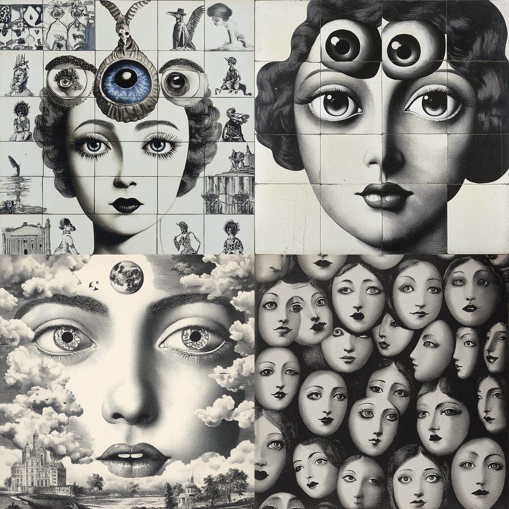 Piero Fornasetti style, Midjourney V6.1, render 1 of 4
