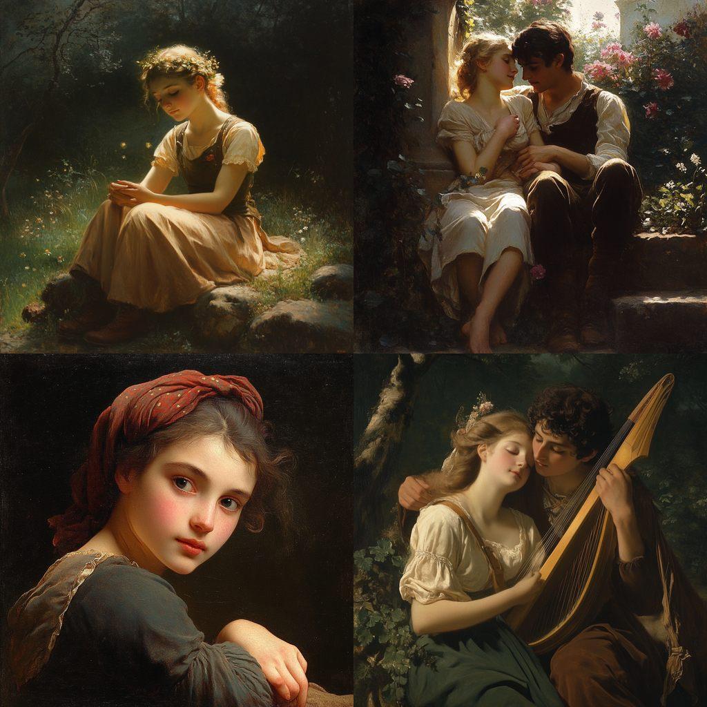 Pierre-Auguste Cot style, Midjourney V6.1, render 1 of 4