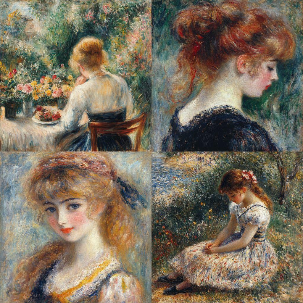 Pierre-Auguste Renoir style, Midjourney V6.1, render 1 of 4