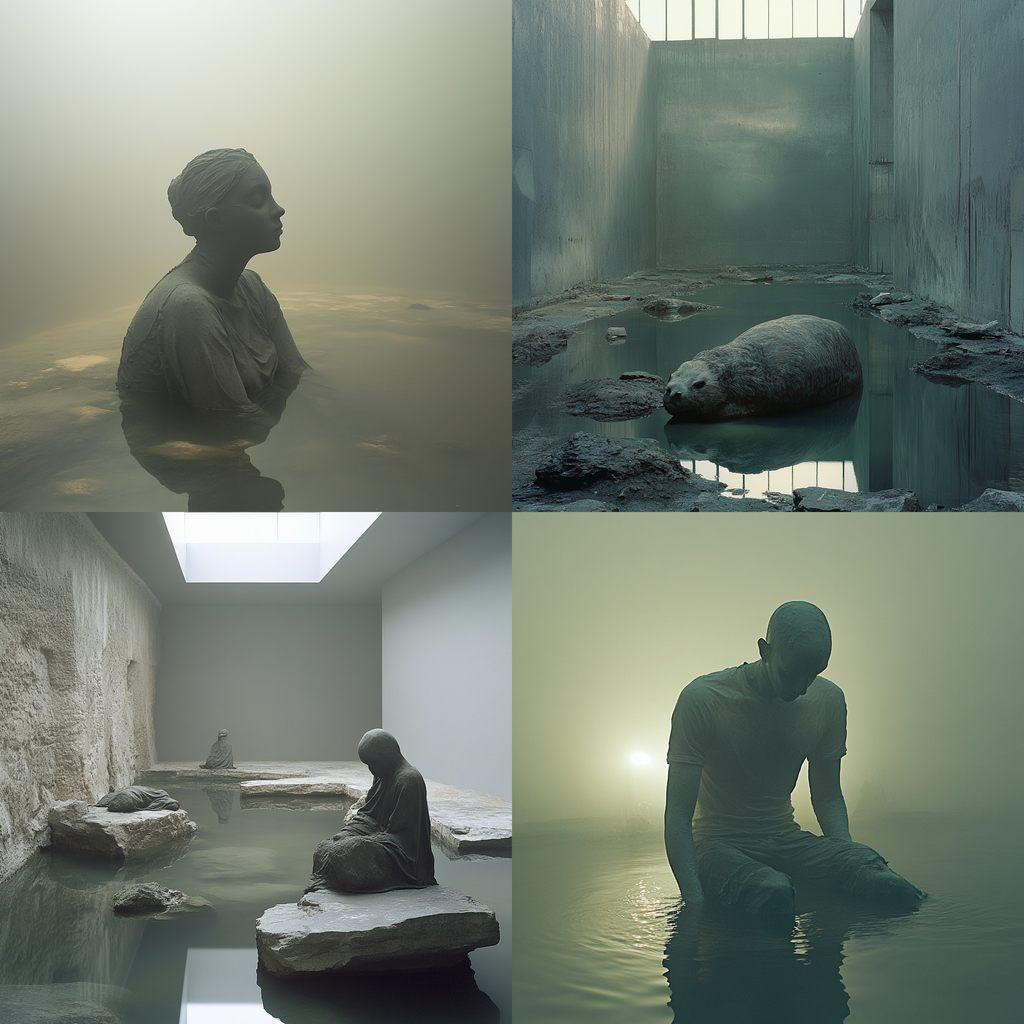 Pierre Huyghe style, Midjourney V6.1, render 1 of 4
