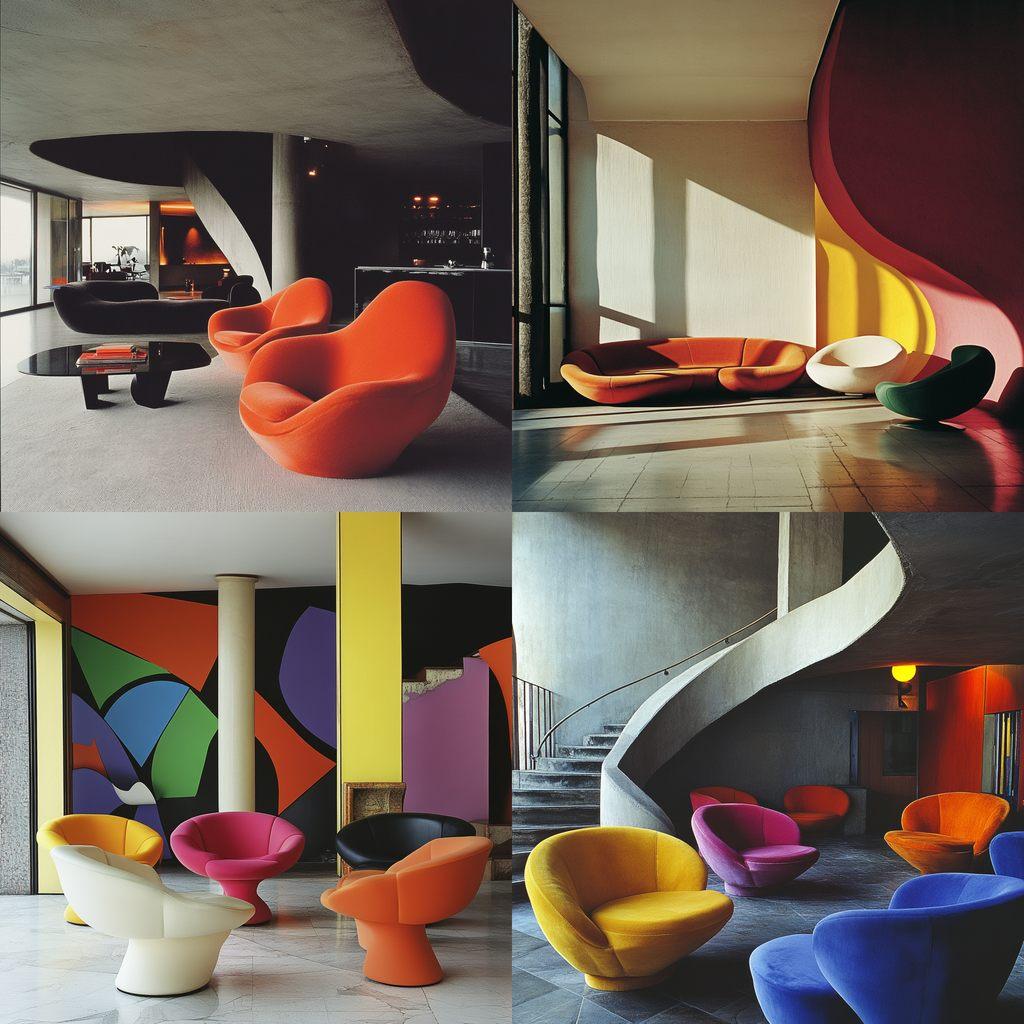 Pierre Paulin style, Midjourney V6.1, render 1 of 4