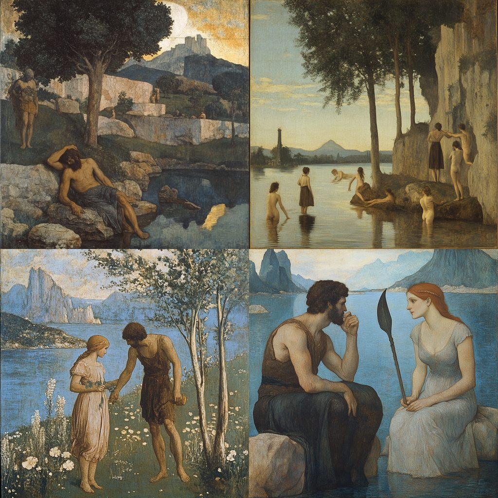 Pierre Puvis de Chavannes style, Midjourney V6.1, render 1 of 4