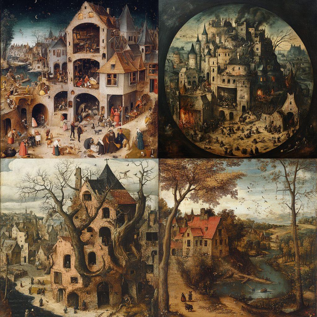 Pieter Bruegel the Elder style, Midjourney V6.1, render 1 of 4