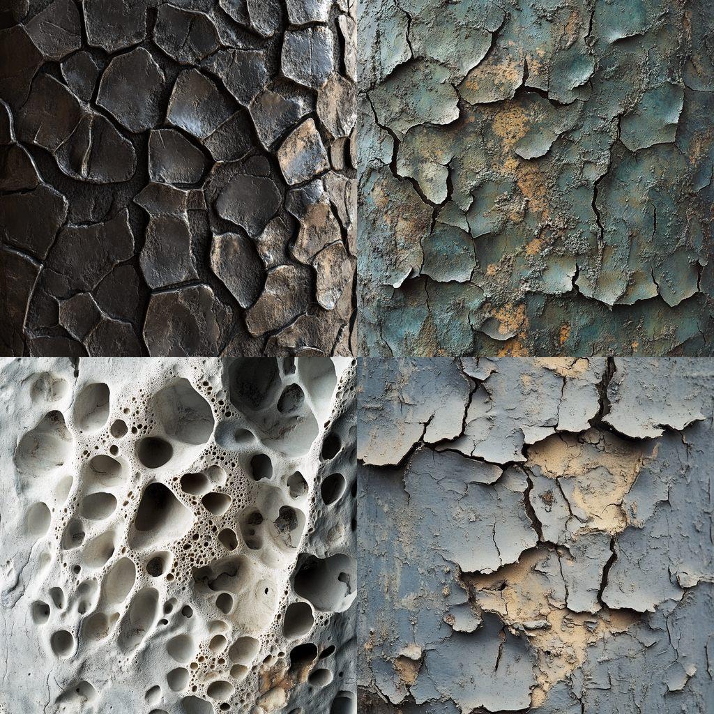 Pitted texture style, Midjourney V6.1, render 1 of 4