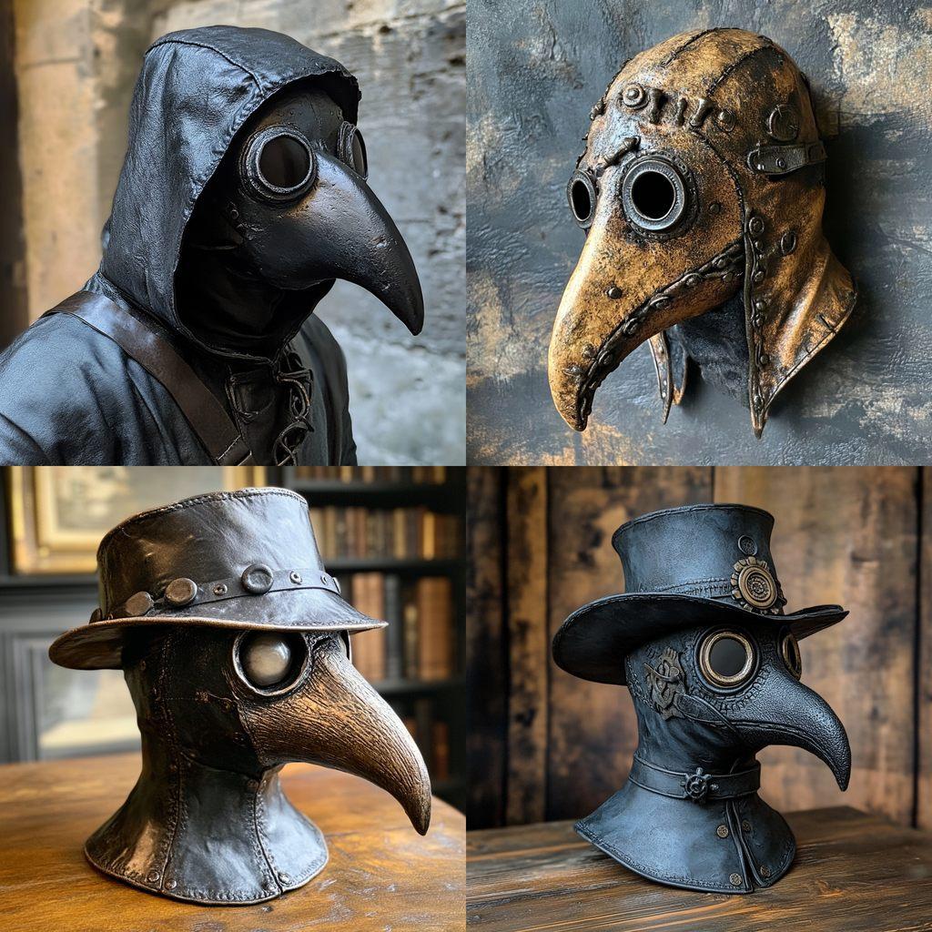 Plague doctor mask style, Midjourney V6.1, render 1 of 4