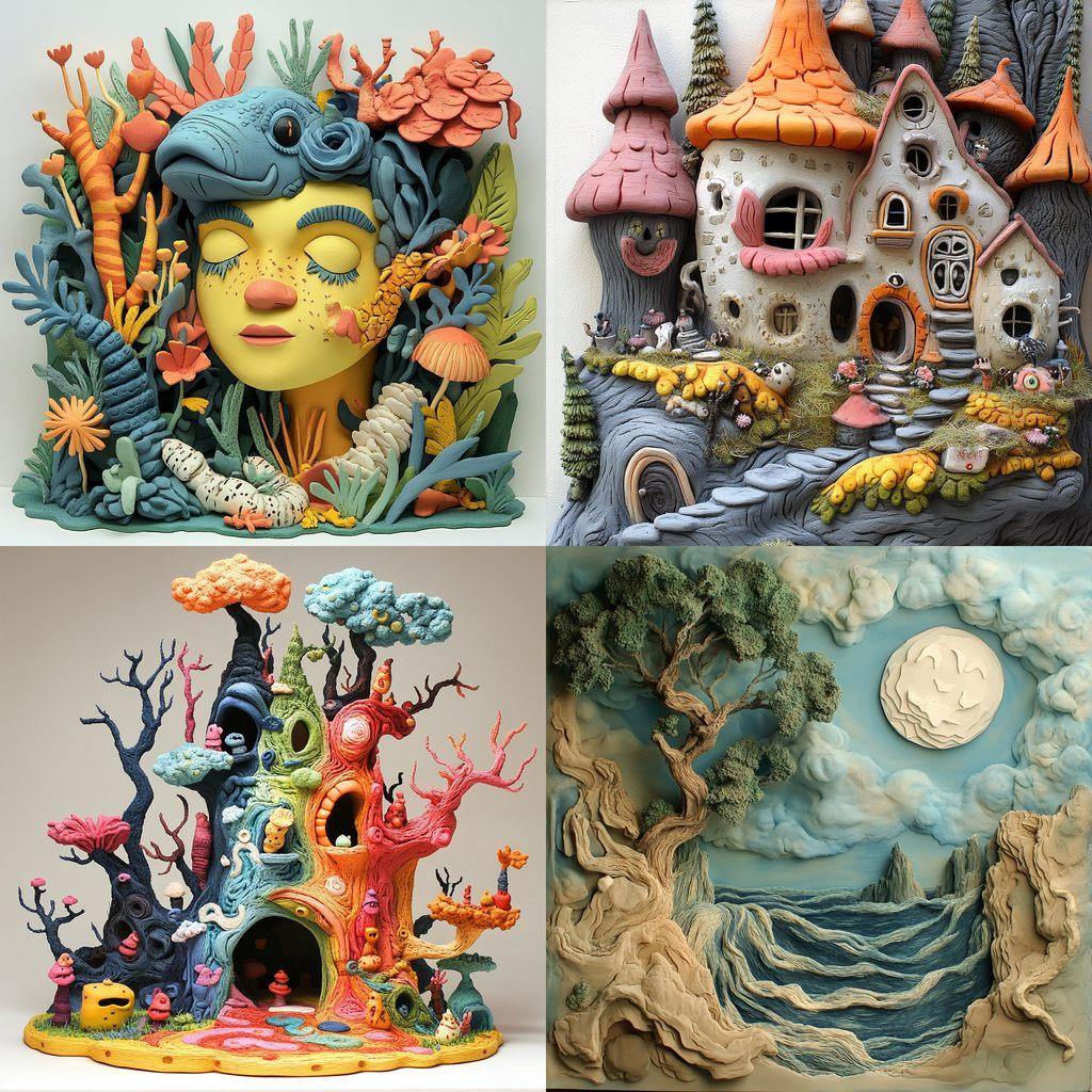 Plasticine style, Midjourney V6.1, render 1 of 4