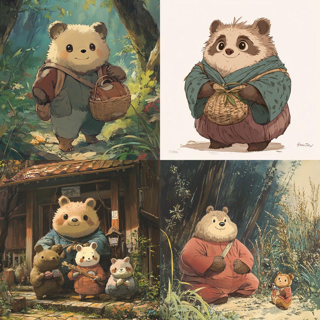 Pom Poko style, Midjourney V6.1, render 1 of 4